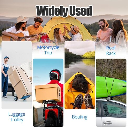 18" 36" 60" 80" Adjustable Bungee Cords with Hooks, Heavy Duty Outdoor 8 Pack Black, Length-Adjustable Design, UV-Resistant Elastic Straps for Cargo, Camping, Tents, Bikes, Luggage, etc in Saudi Arabia