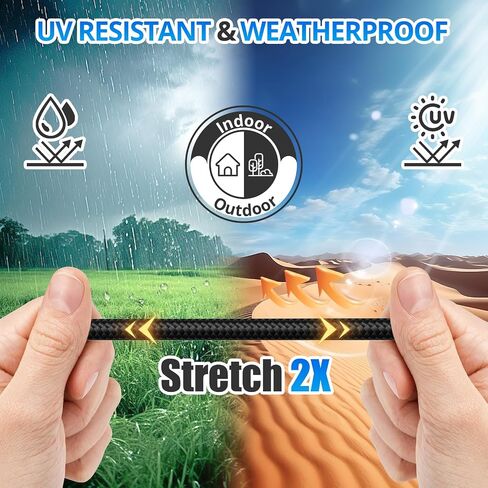 18" 36" 60" 80" Adjustable Bungee Cords with Hooks, Heavy Duty Outdoor 8 Pack Black, Length-Adjustable Design, UV-Resistant Elastic Straps for Cargo, Camping, Tents, Bikes, Luggage, etc in Saudi Arabia