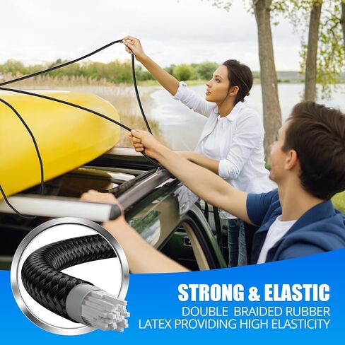 18" 36" 60" 80" Adjustable Bungee Cords with Hooks, Heavy Duty Outdoor 8 Pack Black, Length-Adjustable Design, UV-Resistant Elastic Straps for Cargo, Camping, Tents, Bikes, Luggage, etc in Saudi Arabia