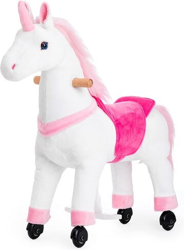 Ride on Horse Toys, Kids Riding Horse Toys Ride on Toys for 3-5 Years Old, Premium Plush Animals Toys Walking Horse with Wheels (Brown, 29.92" L x 9.84" W x 31.12" H) in Kuwait
