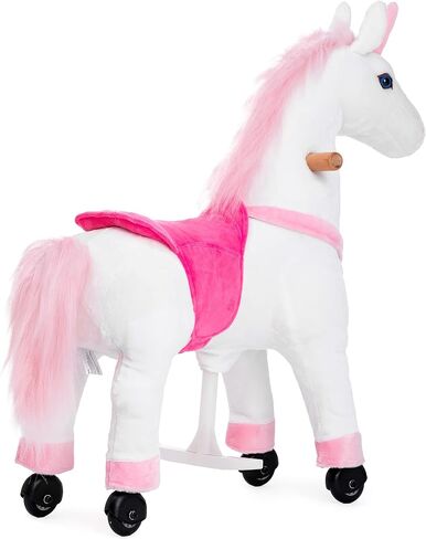 Ride on Horse Toys, Kids Riding Horse Toys Ride on Toys for 3-5 Years Old, Premium Plush Animals Toys Walking Horse with Wheels (Brown, 29.92" L x 9.84" W x 31.12" H) in Kuwait