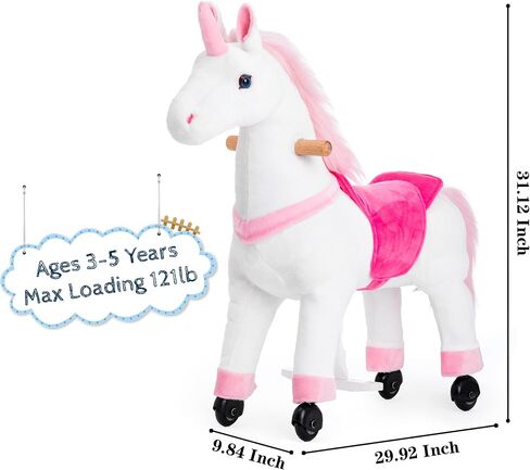 Ride on Horse Toys, Kids Riding Horse Toys Ride on Toys for 3-5 Years Old, Premium Plush Animals Toys Walking Horse with Wheels (Brown, 29.92" L x 9.84" W x 31.12" H) in Kuwait