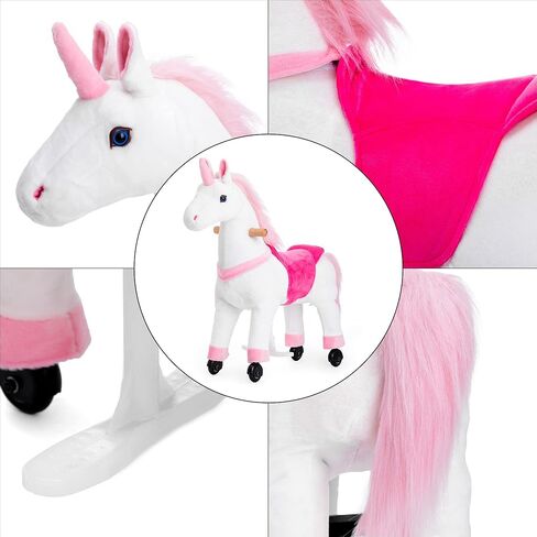 Ride on Horse Toys, Kids Riding Horse Toys Ride on Toys for 3-5 Years Old, Premium Plush Animals Toys Walking Horse with Wheels (Brown, 29.92" L x 9.84" W x 31.12" H) in Kuwait