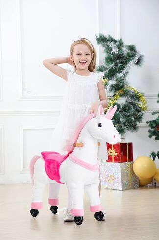 Ride on Horse Toys, Kids Riding Horse Toys Ride on Toys for 3-5 Years Old, Premium Plush Animals Toys Walking Horse with Wheels (Brown, 29.92" L x 9.84" W x 31.12" H) in Kuwait