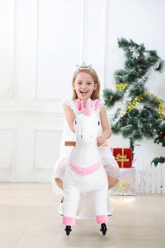 Ride on Horse Toys, Kids Riding Horse Toys Ride on Toys for 3-5 Years Old, Premium Plush Animals Toys Walking Horse with Wheels (Brown, 29.92" L x 9.84" W x 31.12" H) in Kuwait