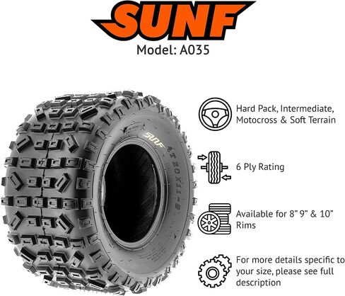 SUNF 18X10-8 ATV UTV TYRE 18X10X8 KNOBBY 6 PR A035 - زوج من 2 in Saudi Arabia