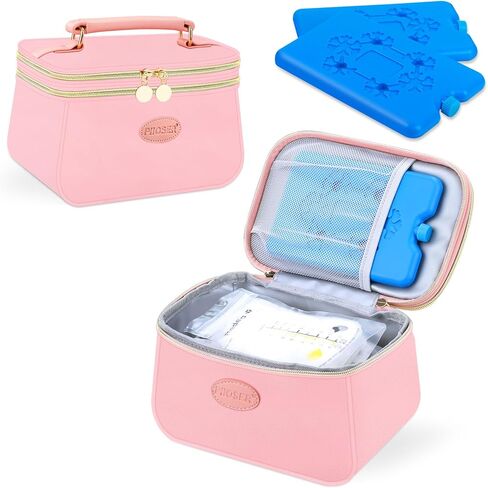 حقيبة تبريد حليب الثدي من PIIOSER مع عبوتين من الثلج، تناسب 6 أكياس تخزين حليب الثدي حتى 8 أونصة، حقيبة حمل زجاجات الأطفال المعزولة للرعاية النهارية والأمهات المرضعات in Kuwait