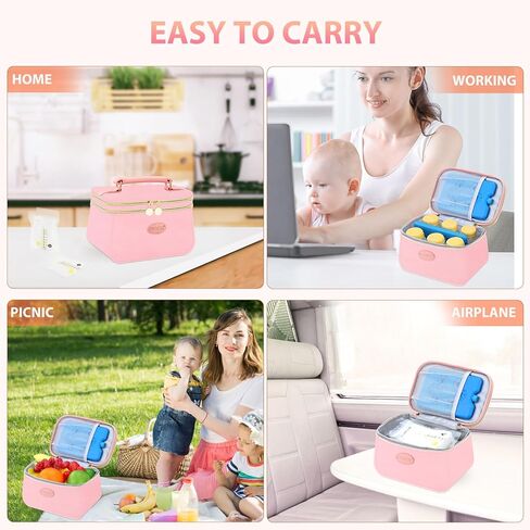 حقيبة تبريد حليب الثدي من PIIOSER مع عبوتين من الثلج، تناسب 6 أكياس تخزين حليب الثدي حتى 8 أونصة، حقيبة حمل زجاجات الأطفال المعزولة للرعاية النهارية والأمهات المرضعات in Kuwait