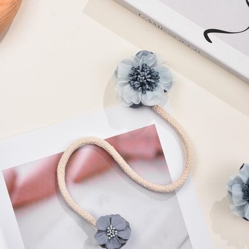 SUQ I OME 1 Pair of Handmade Artificial Flower Curtain Holdbacks Clips Window Drape Twist Tie Backs for Women, Girls Bedroom Decorative Draperies Holdbacks (Blue) in Saudi Arabia