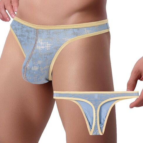 JINSHI Men's Sexy Thong Silky Ultra Thin Printed G-String Bulge Enhancing Pouch Thongs Low Rise T-back Breathable Underwear in Saudi Arabia