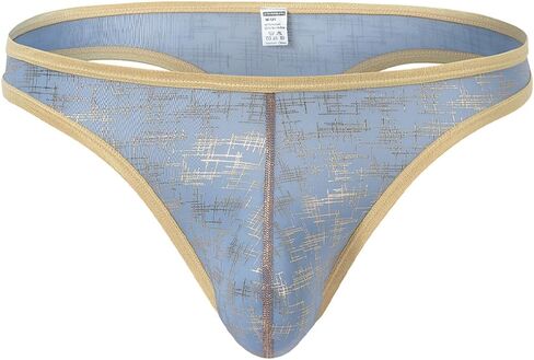 JINSHI Men's Sexy Thong Silky Ultra Thin Printed G-String Bulge Enhancing Pouch Thongs Low Rise T-back Breathable Underwear in Saudi Arabia