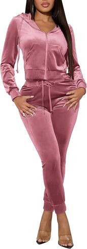 CLOCOR Womens Velour Tracksuits Sets - Casual 2 Piece Sweatsuits Outfits for Women Hoodies Long Sleeve with Pockets M-3XL in Saudi Arabia