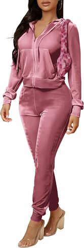 CLOCOR Womens Velour Tracksuits Sets - Casual 2 Piece Sweatsuits Outfits for Women Hoodies Long Sleeve with Pockets M-3XL in Saudi Arabia