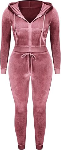 CLOCOR Womens Velour Tracksuits Sets - Casual 2 Piece Sweatsuits Outfits for Women Hoodies Long Sleeve with Pockets M-3XL in Saudi Arabia