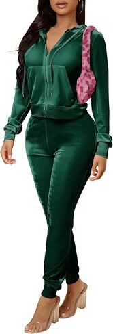 CLOCOR Womens Velour Tracksuits Sets - Casual 2 Piece Sweatsuits Outfits for Women Hoodies Long Sleeve with Pockets M-3XL in Saudi Arabia