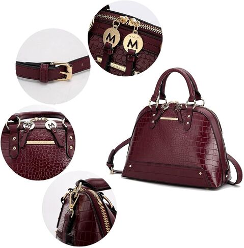 مجموعة Satchel Collection MKF للنساء مع محفظة معصم ، وجلد نباتي أعلى مقبض حقيبة الكتف حقيبة اليد بواسطة Mia K in Kuwait
