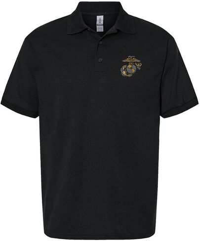 USMC EGA Eagle Anchor Globe Official Emblem Embroidered Mens Polo Shirt United States Marine Corps Licensed in Saudi Arabia