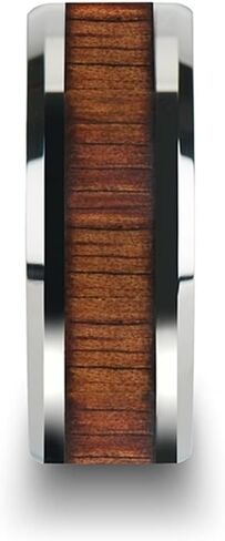 Mens Comfort Fit -Koa Wood Inlaid Tungsten Carbide Ring - Bevels - 4mm 6mm 8mm 10mm 12 Wide - Style name: KONA in Saudi Arabia