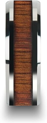 Mens Comfort Fit -Koa Wood Inlaid Tungsten Carbide Ring - Bevels - 4mm 6mm 8mm 10mm 12 Wide - Style name: KONA in Saudi Arabia