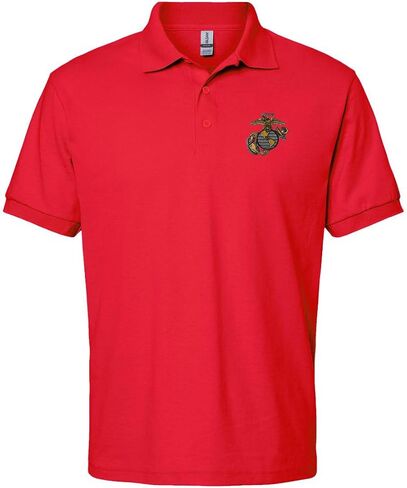 USMC EGA Eagle Anchor Globe Official Emblem Embroidered Mens Polo Shirt United States Marine Corps Licensed in Saudi Arabia