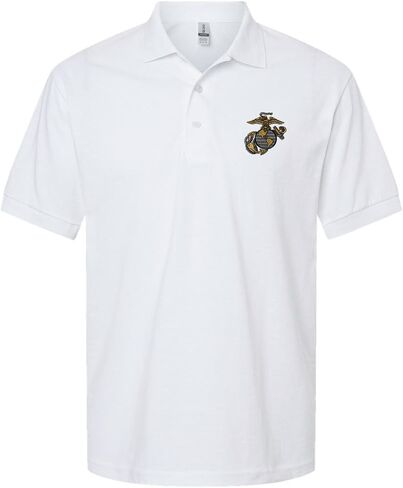 USMC EGA Eagle Anchor Globe Official Emblem Embroidered Mens Polo Shirt United States Marine Corps Licensed in Saudi Arabia