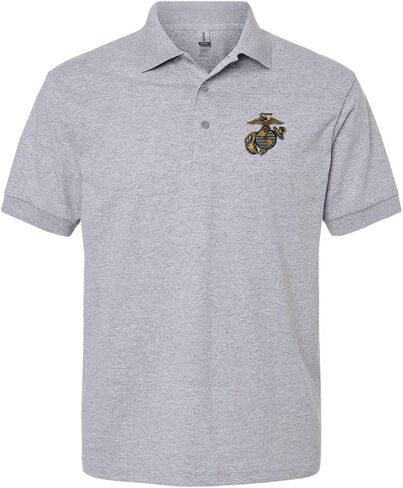 USMC EGA Eagle Anchor Globe Official Emblem Embroidered Mens Polo Shirt United States Marine Corps Licensed in Saudi Arabia