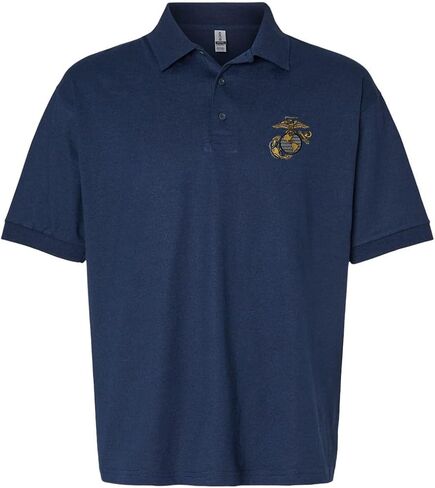 USMC EGA Eagle Anchor Globe Official Emblem Embroidered Mens Polo Shirt United States Marine Corps Licensed in Saudi Arabia