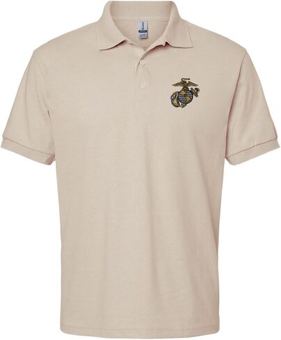 USMC EGA Eagle Anchor Globe Official Emblem Embroidered Mens Polo Shirt United States Marine Corps Licensed in Saudi Arabia