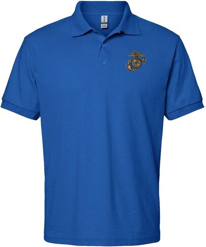 USMC EGA Eagle Anchor Globe Official Emblem Embroidered Mens Polo Shirt United States Marine Corps Licensed in Saudi Arabia