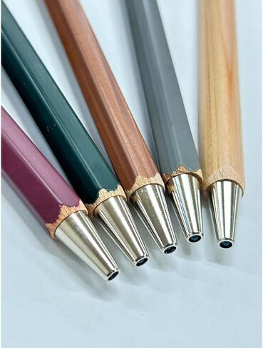 Kitaboshi 0.7mm Mechanical Pencil, Wooden Barrel, #0 2B, Black Lead, Adzuki Red (Burgundy), 1ea (W07-600AZ) in Kuwait