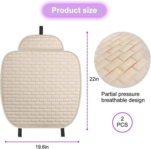 Mandark Car Front Bottom Seat Cover, 2PCS Anti Slip Comfortable Vehicle Front Cushion Protector with Storage Pocket, Breathable Linen Frontseat Pad Mat, Universal Automotive Accessories (Black) in Saudi Arabia