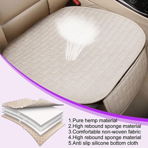 Mandark Car Front Bottom Seat Cover, 2PCS Anti Slip Comfortable Vehicle Front Cushion Protector with Storage Pocket, Breathable Linen Frontseat Pad Mat, Universal Automotive Accessories (Black) in Saudi Arabia