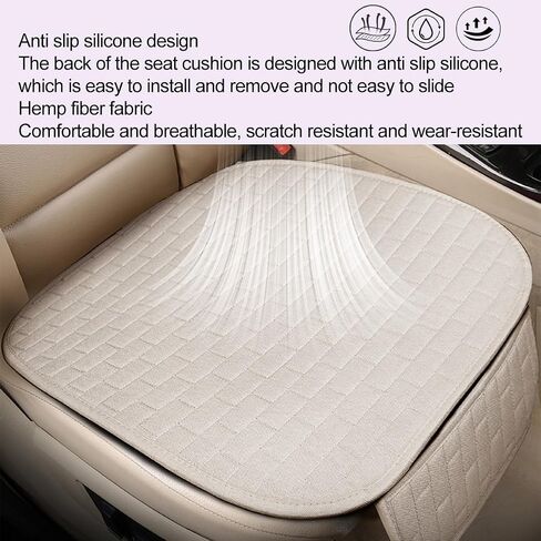 Mandark Car Front Bottom Seat Cover, 2PCS Anti Slip Comfortable Vehicle Front Cushion Protector with Storage Pocket, Breathable Linen Frontseat Pad Mat, Universal Automotive Accessories (Black) in Saudi Arabia