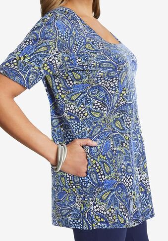 Jessica London Women's Plus Size Stretch Cotton Square Neck Tunic in Kuwait