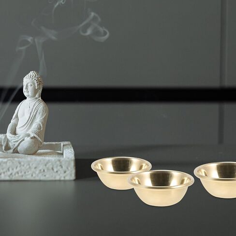 Garneck 7pcs Brass Offering Bowl Set for 6cm Decorative Buddhist Offering Bowls Mini Rituals and Water Offerings Holy Water Bowl Ritual Smudge Bowl for Meditation Buddhist Supplies in Saudi Arabia