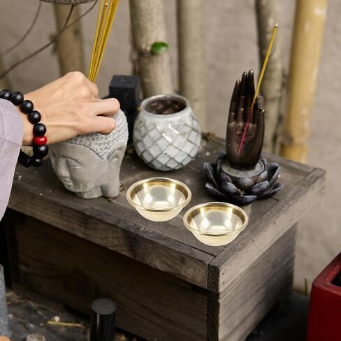 Garneck 7pcs Brass Offering Bowl Set for 6cm Decorative Buddhist Offering Bowls Mini Rituals and Water Offerings Holy Water Bowl Ritual Smudge Bowl for Meditation Buddhist Supplies in Saudi Arabia