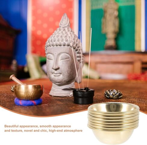 Garneck 7pcs Brass Offering Bowl Set for 6cm Decorative Buddhist Offering Bowls Mini Rituals and Water Offerings Holy Water Bowl Ritual Smudge Bowl for Meditation Buddhist Supplies in Saudi Arabia