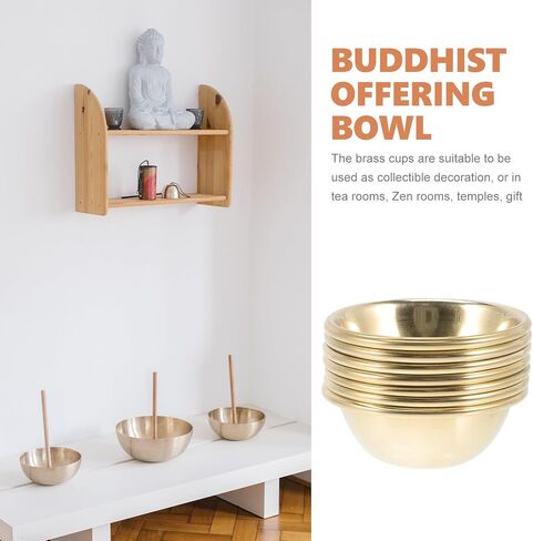 Garneck 7pcs Brass Offering Bowl Set for 6cm Decorative Buddhist Offering Bowls Mini Rituals and Water Offerings Holy Water Bowl Ritual Smudge Bowl for Meditation Buddhist Supplies in Saudi Arabia
