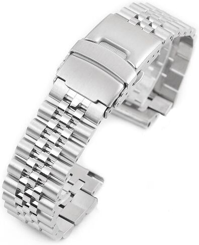 Watch Bracelet for Q Timex Band Replacement fits 36mm, 38mm, 40mm, M79, GMT, Chronograph - TQ18 Quick Release Jubilee Bracelet Strap - Stainless Steel Vintage BOR 18mm (Silver) in Kuwait