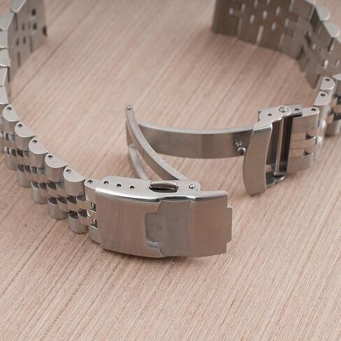 Watch Bracelet for Q Timex Band Replacement fits 36mm, 38mm, 40mm, M79, GMT, Chronograph - TQ18 Quick Release Jubilee Bracelet Strap - Stainless Steel Vintage BOR 18mm (Silver) in Kuwait