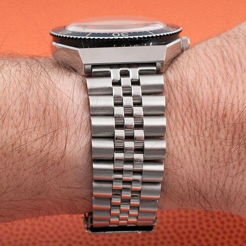 Watch Bracelet for Q Timex Band Replacement fits 36mm, 38mm, 40mm, M79, GMT, Chronograph - TQ18 Quick Release Jubilee Bracelet Strap - Stainless Steel Vintage BOR 18mm (Silver) in Kuwait
