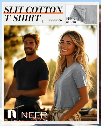 Neer 3 Pack Women’s Short Sleeve T Shirts, Loose Fit Crew Neck Tees Summer Casual Tops 2025 Trendy Side Split Cotton Shirts in Saudi Arabia