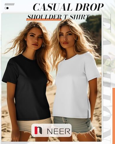 Neer 3 Pack Women’s Short Sleeve T Shirts, Loose Fit Crew Neck Tees Summer Casual Tops 2025 Trendy Side Split Cotton Shirts in Saudi Arabia