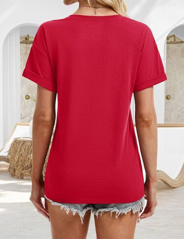 YUCOLEN Womens Short Sleeve V-Neck Shirts UPF 50+ Beach Vacation Casual Summer Loose Fit Tops 2025 in Saudi Arabia