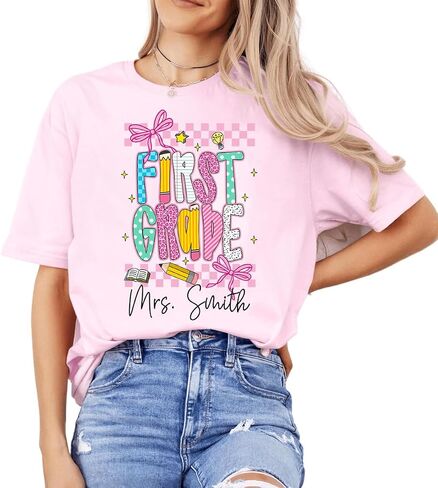 Personalized Teacher Shirt, Custom Pencil and Bow Design, Back to School Shirt, Teacher Appreciation Gift in Kuwait