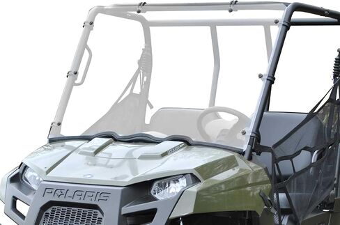 SuperATV Heavy-Duty Full Windshield for 2010-2014 Polaris Ranger Midsize 400 | 1/4â€ Clear Polycarbonate 250x Stronger Than Glass and 25x Stronger Than Acrylic | Snug, Rattle-Free Fit | USA Made in Saudi Arabia