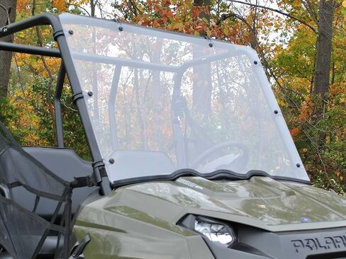 SuperATV Heavy-Duty Full Windshield for 2010-2014 Polaris Ranger Midsize 400 | 1/4â€ Clear Polycarbonate 250x Stronger Than Glass and 25x Stronger Than Acrylic | Snug, Rattle-Free Fit | USA Made in Saudi Arabia
