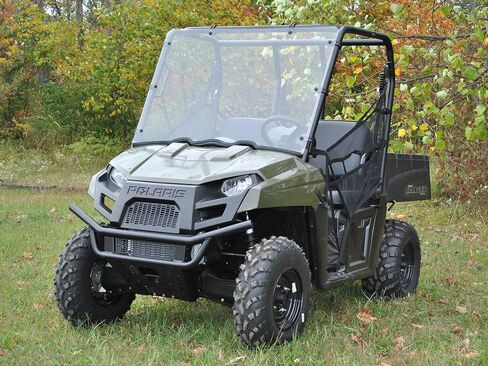 SuperATV Heavy-Duty Full Windshield for 2010-2014 Polaris Ranger Midsize 400 | 1/4â€ Clear Polycarbonate 250x Stronger Than Glass and 25x Stronger Than Acrylic | Snug, Rattle-Free Fit | USA Made in Saudi Arabia