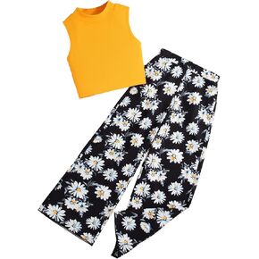 ملابس الفتيات الصيف 2025 ملابس لطيفة 2 قطعة قمم الخزانات + سروال الساق واسعة in Kuwait