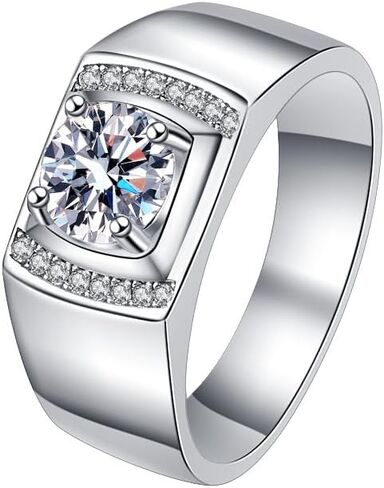 S925 Sterling Silver 1ct Super Sparkling Wedding Rings for Men and Diamond Ring, D-color VVS2, An Ideal Father's Day Gifts in Saudi Arabia